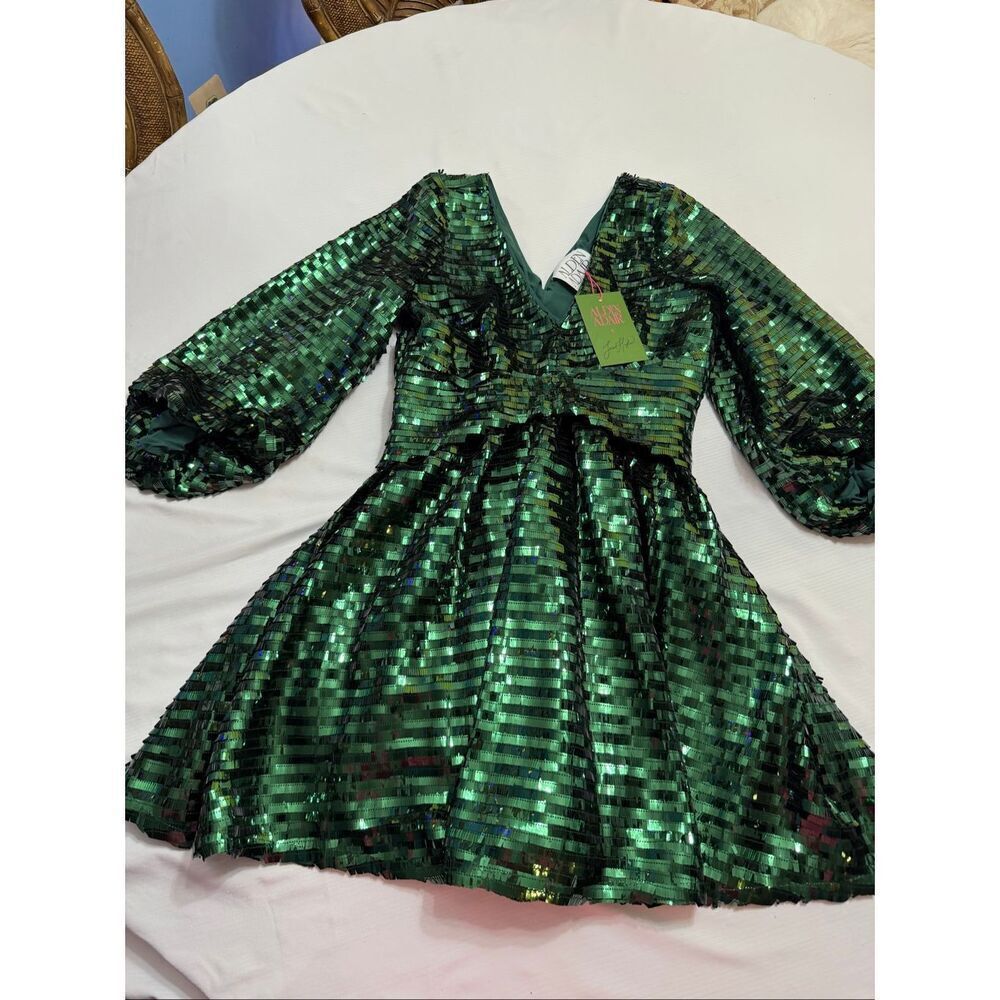 NWT Alden Adair Tinsel Cher Green Dress Size XS New